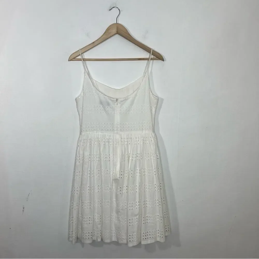 J. Crew White Eyelet Spaghetti Strap Classic Dress Size 6 NWT